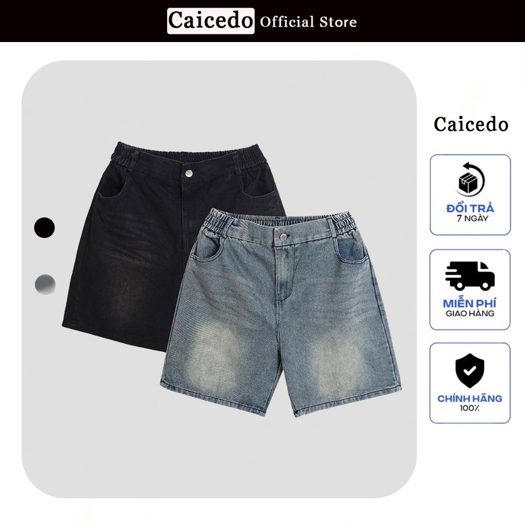 กางเกงยีนส์ขาสั้นผู้ชายทําจากผ้าฝ้ายยืดเย็นพร้อมเข็มขัดใส่สบาย Caicedo QSJ03