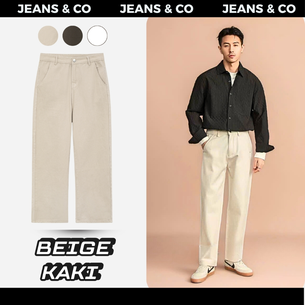 ผู้ชาย BEIGE KAKI JEANS - JEANS & CO -- BEIGE STRAIGHT KAKI PANTS