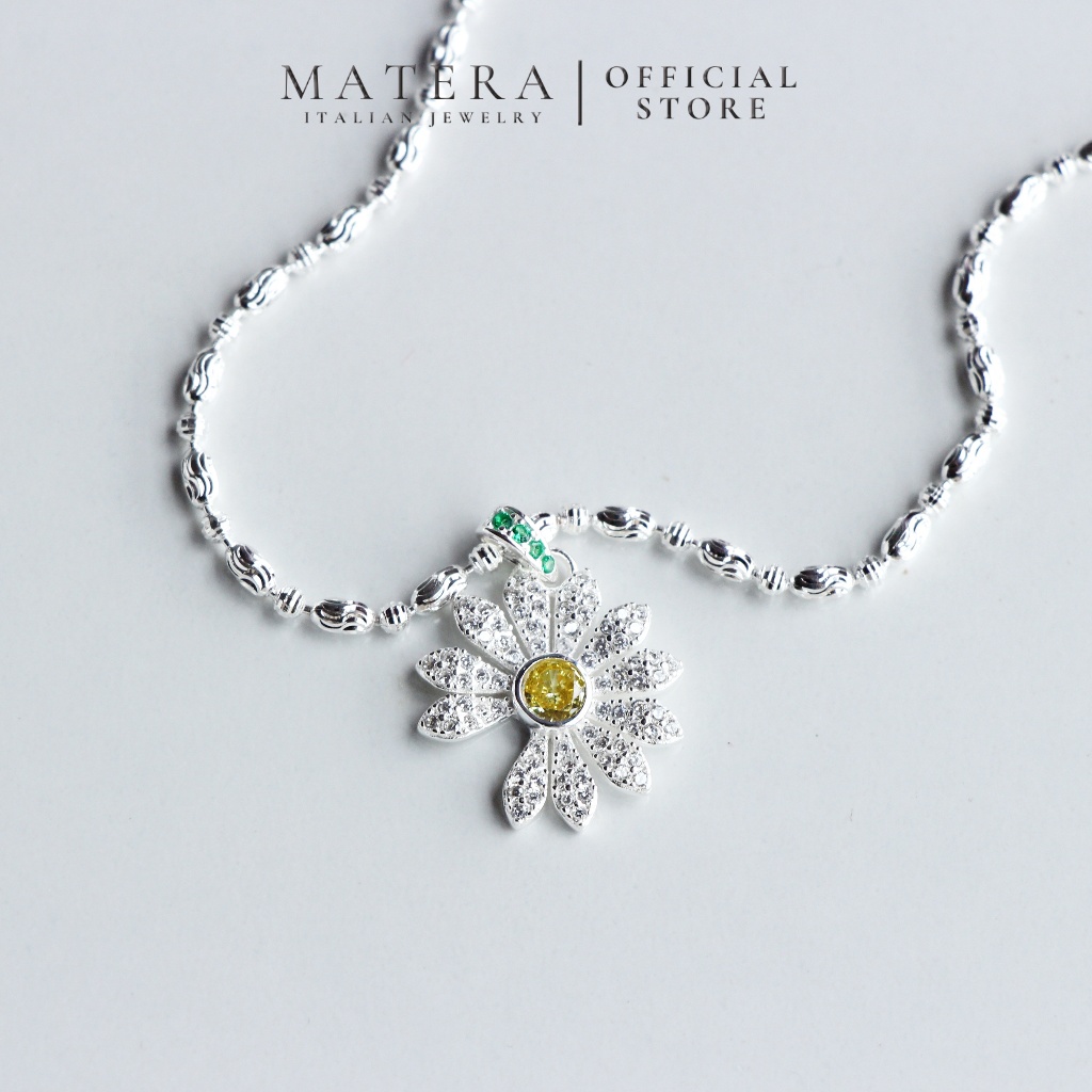 [มาใหม่] The Minus One S925 สร้อยคอเงิน Matera GD ดอกเบญจมาศหินคุณภาพสูง MDC75