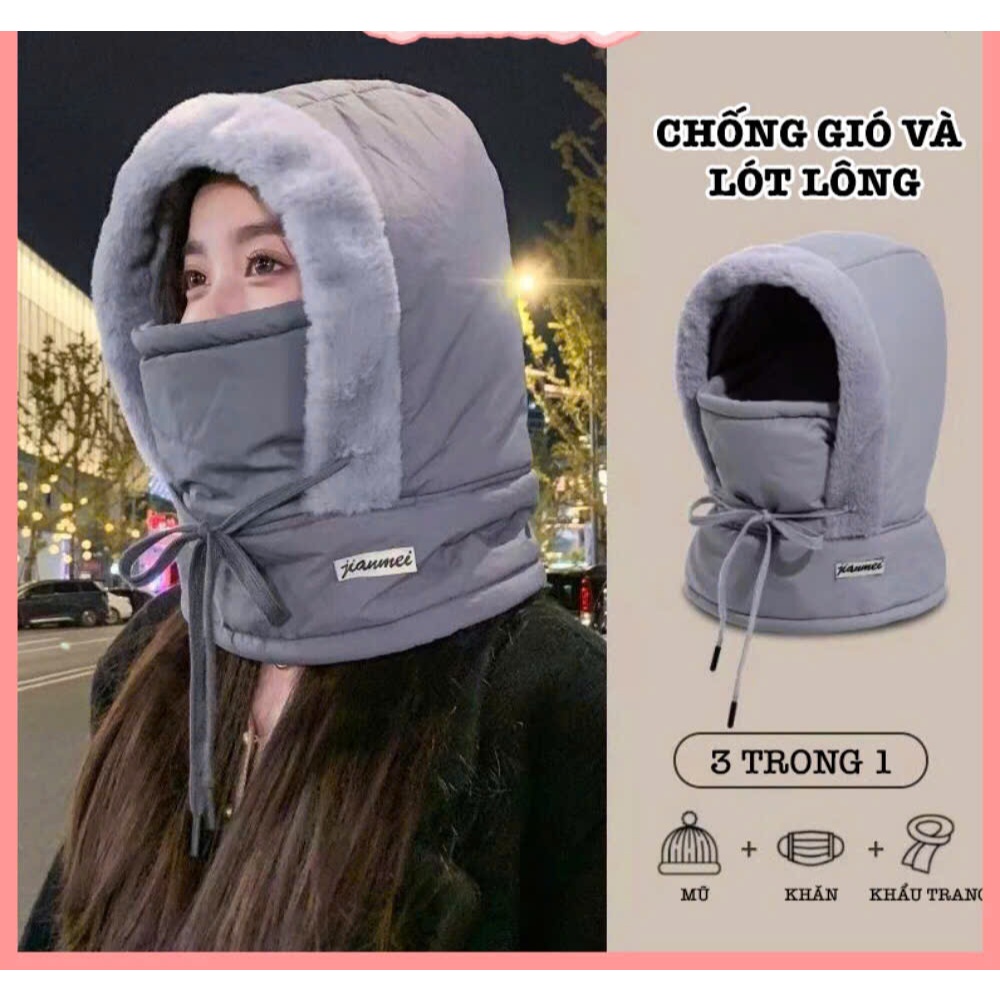 TT388 3-in-1 HOOD, FUR-LINED, กันน้ํา, พร้อม DRAWBAND, PULL-UP NECK WARM FOR MASKS