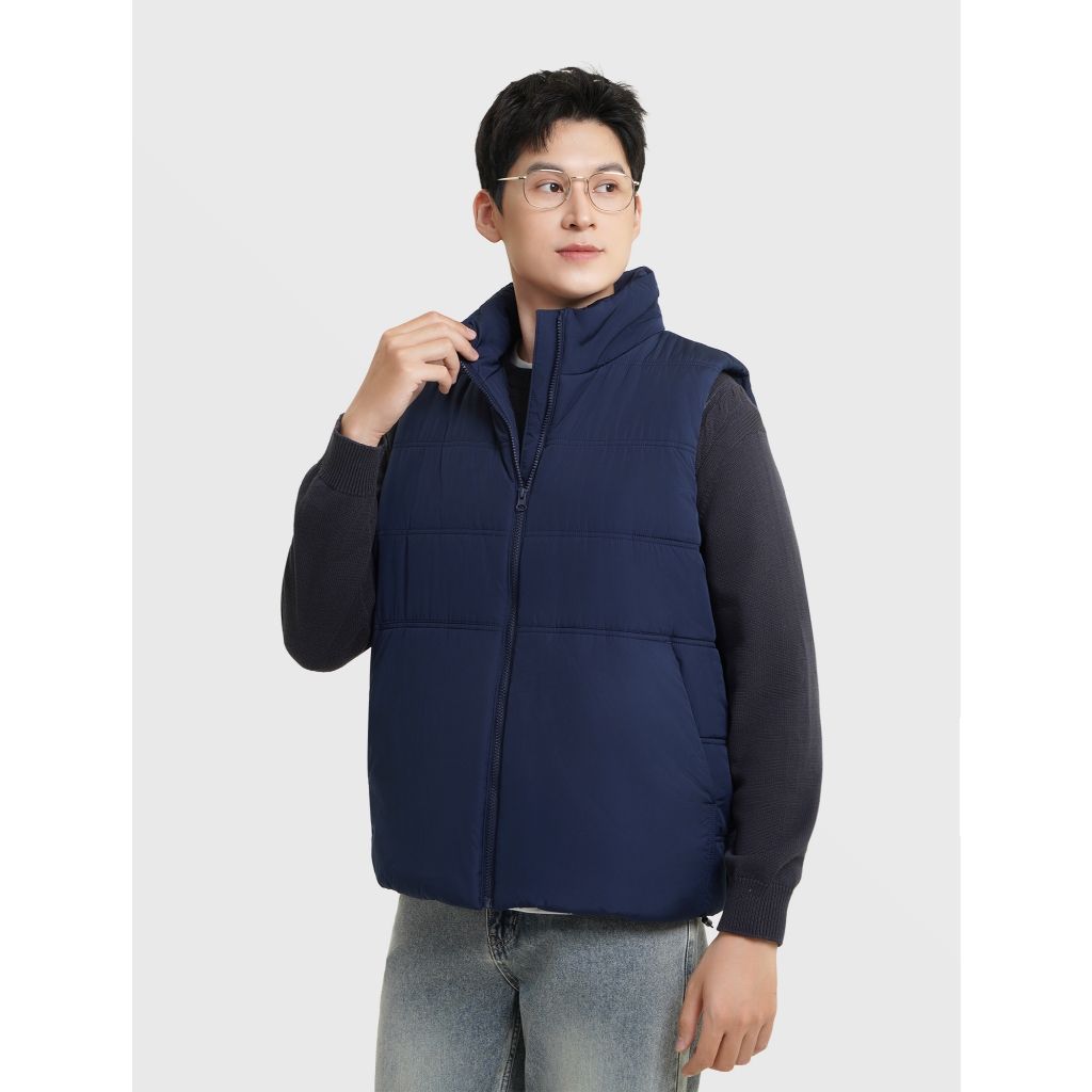 CANIFA เสื้อแจ็คเก็ตผู้ชายผ้านวมแขนกุดคอปกสูงกันน้ําอุ่นสุดๆ 8OT25W019