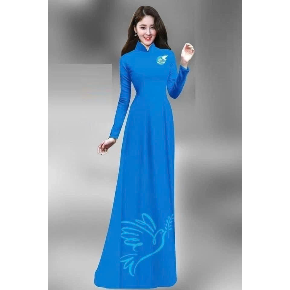 ยูเนี่ยนผู้หญิงเวียดนาม Ao Dai - TG Fashion Ao Dai รถไฟยาว 138 ซม. แขนยาว คอปกสูง 3 ซม.