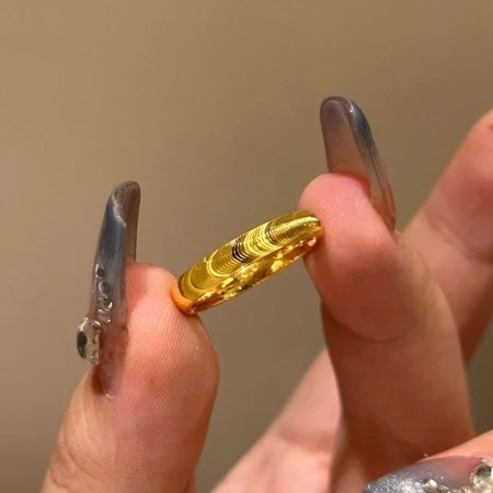 Mujicici Golden Cat Eye Wavy Element Ring for Lover Ring ของขวัญวันวาเลนไทน์