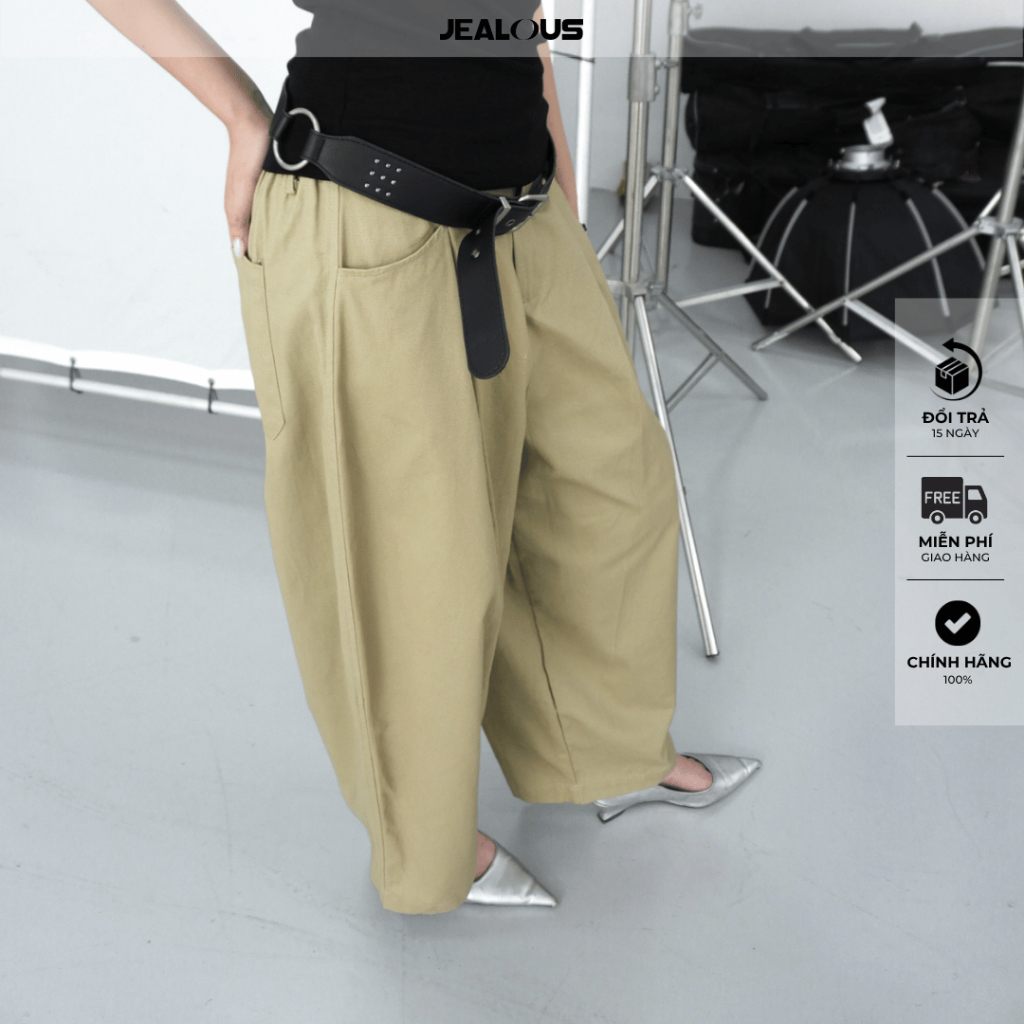 Veera Pants - Jealous House - Khaki Curved Back Chunky Pants - 11329