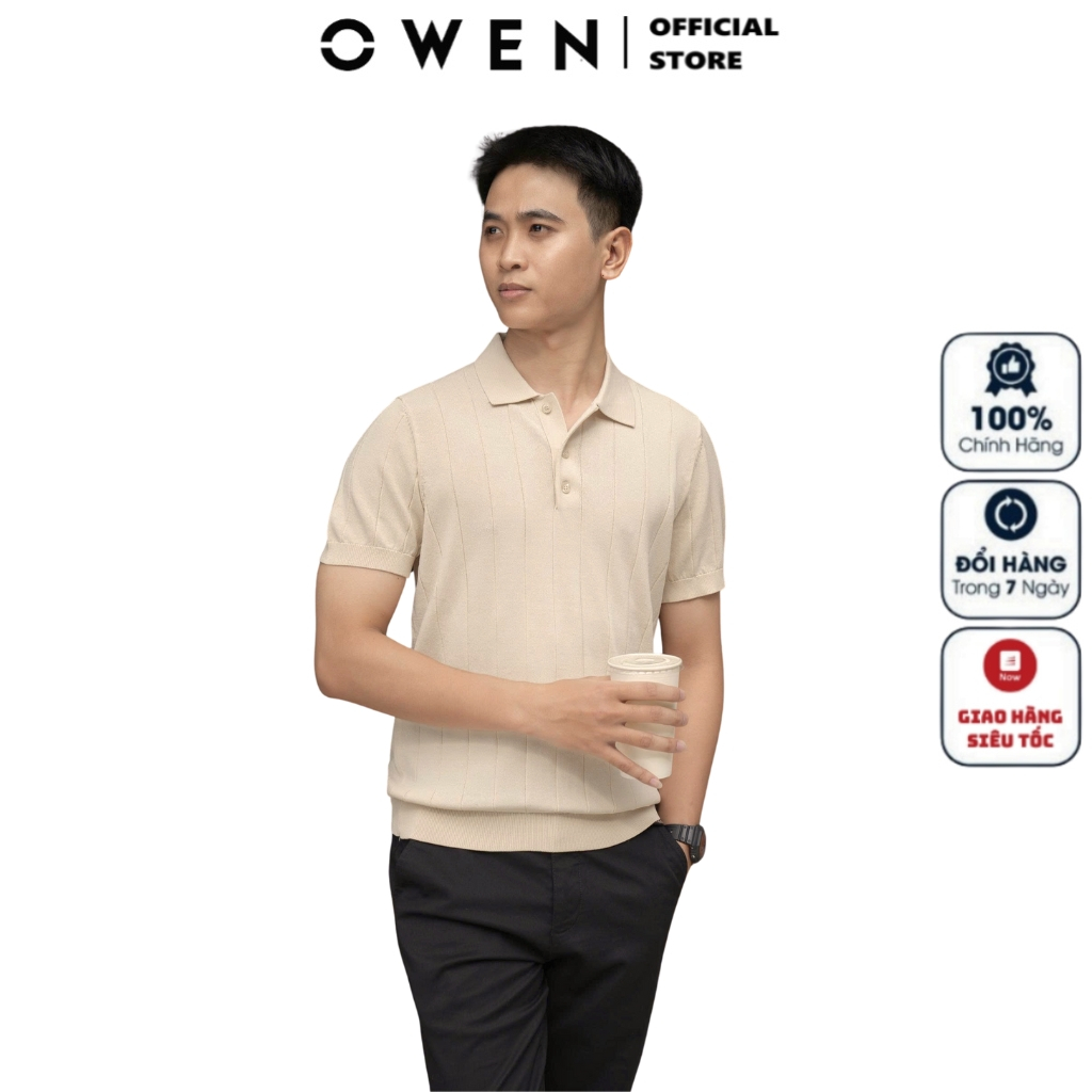OWEN ALP เสื้อโปโลผู้ชายแขนสั้นคอปก251292เสื้อยืดสีเบจอ่อนผ้านุ่มไนลอนคุณภาพสูงแบบเข้ารูปหุ่นแบน