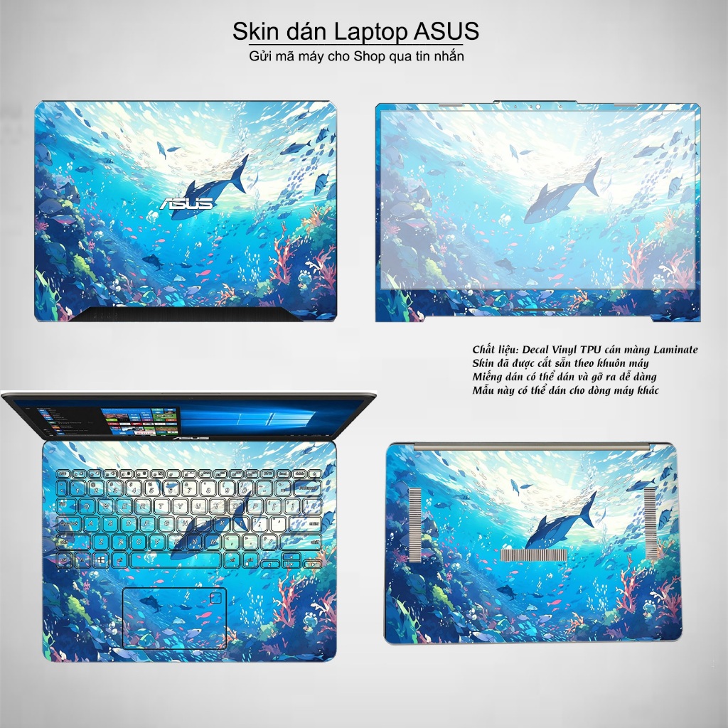 Laptop Skin Decal Ocean Pattern, สําหรับ Dell, HP, Asus... พิมพ์บน DEMAND
