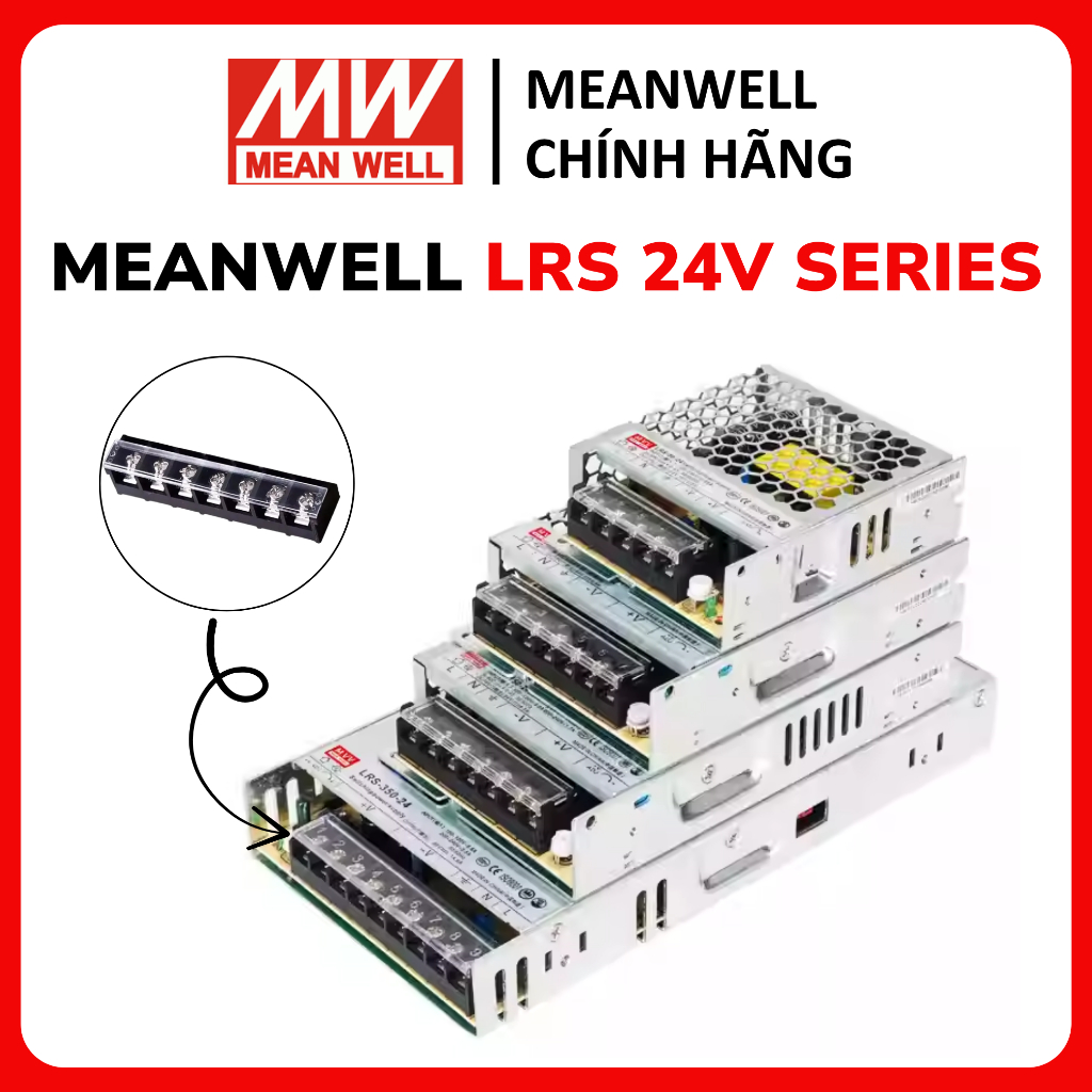 แหล่งพลังงาน 24V MEANWELL LRS-35-24, LRS-50-24, LRS-75-24, LRS-100-24, LRS-150-24,LRS-200-24,LRS-450