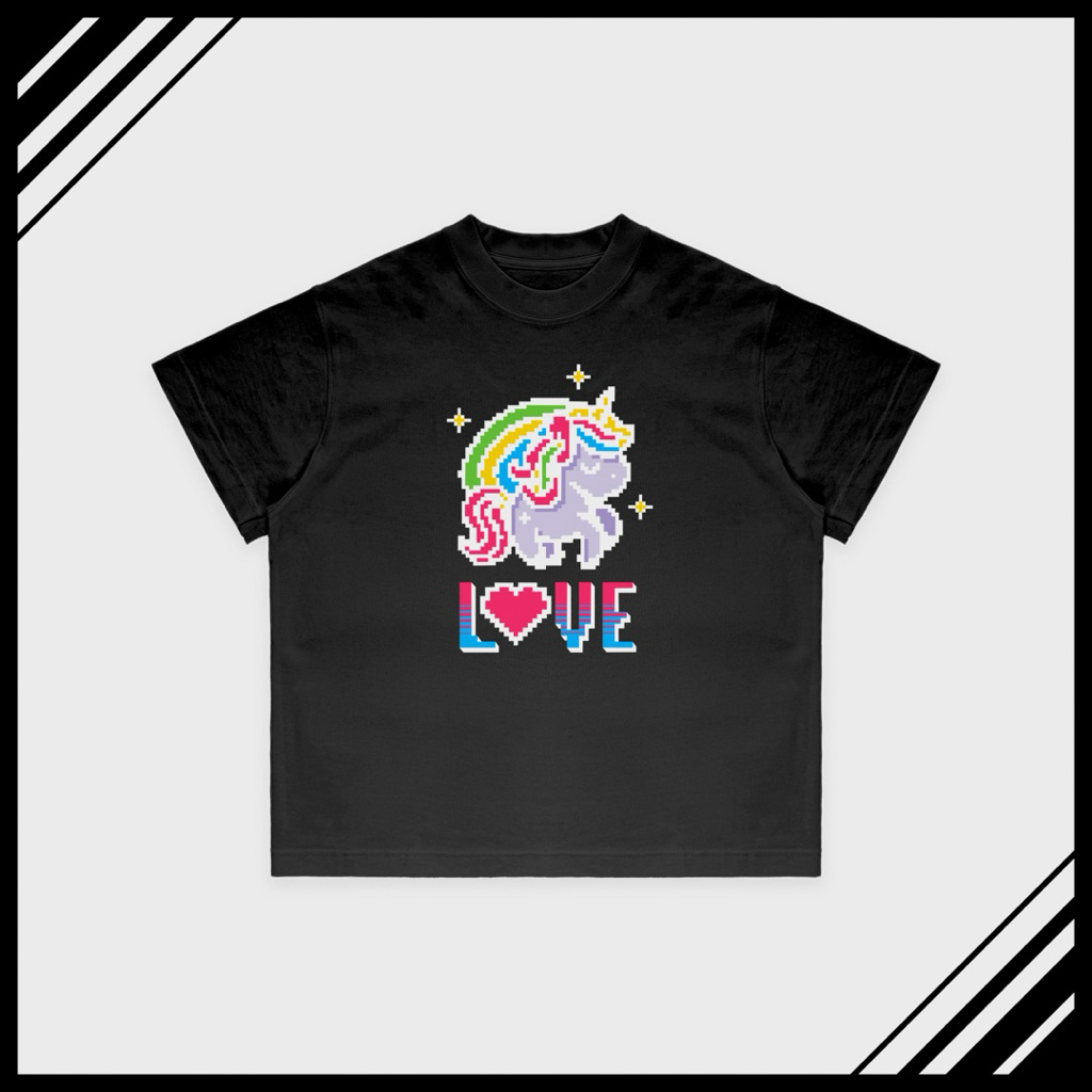 ICH LIEBE - UNICORN VR01 เสื้อยืดทรงกล่องแฟชั่น unisex