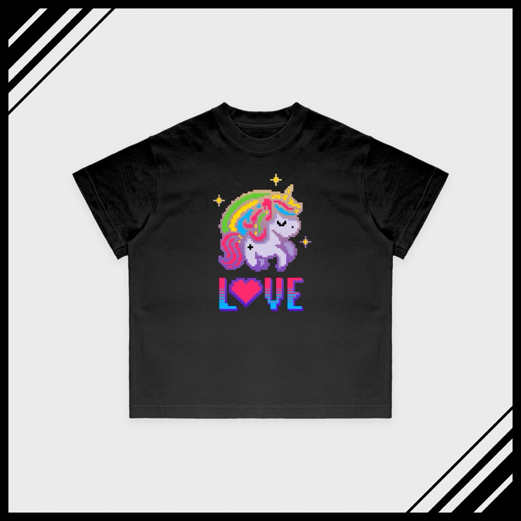 ICH LIEBE - UNICORN VR02 เสื้อยืดทรงกล่องแฟชั่น unisex