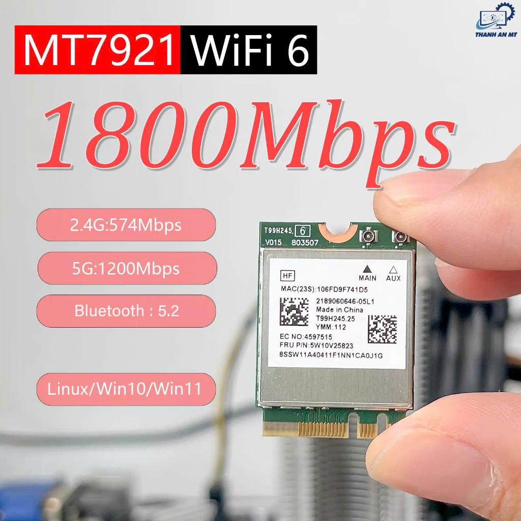 MediaTek MT 7921 1800M บลูทูธ 5.2 Wifi 6 การ์ดรองรับ windows 10/11 สําหรับแล็ปท็อป PC MiniPc TyniPc