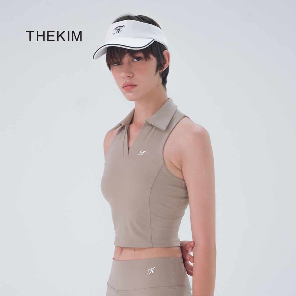 THEKIM Pickleball Hat หมวกเทนนิสปักโลโก้ หมวกเบสบอลกีฬาครึ่งหัวขอบเอียงสีกากี A364