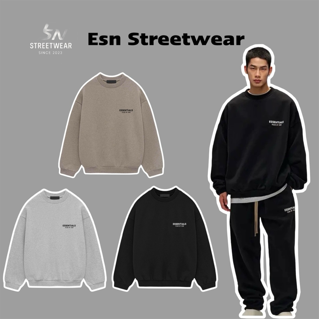 [ของแท้] Crewneck Essentials Fear Of God SS24 Holiday Fleece Authentic, Authentic Sweater Essentials