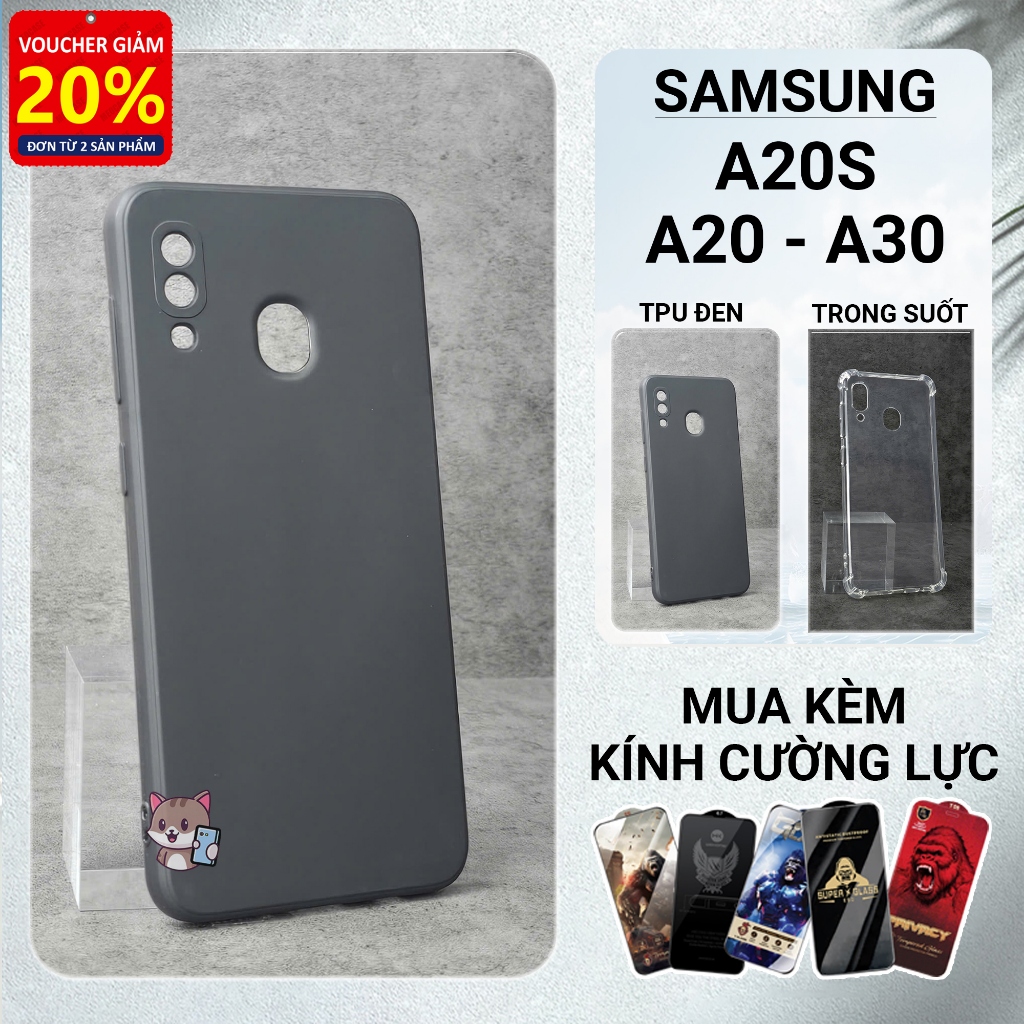 เคส Samsung A30, A20, A20s Cowcase, tpu สีดําเรียบ | เคสโทรศัพท์แบบยืดหยุ่น SS galaxy ปกป้องกล้องโทร