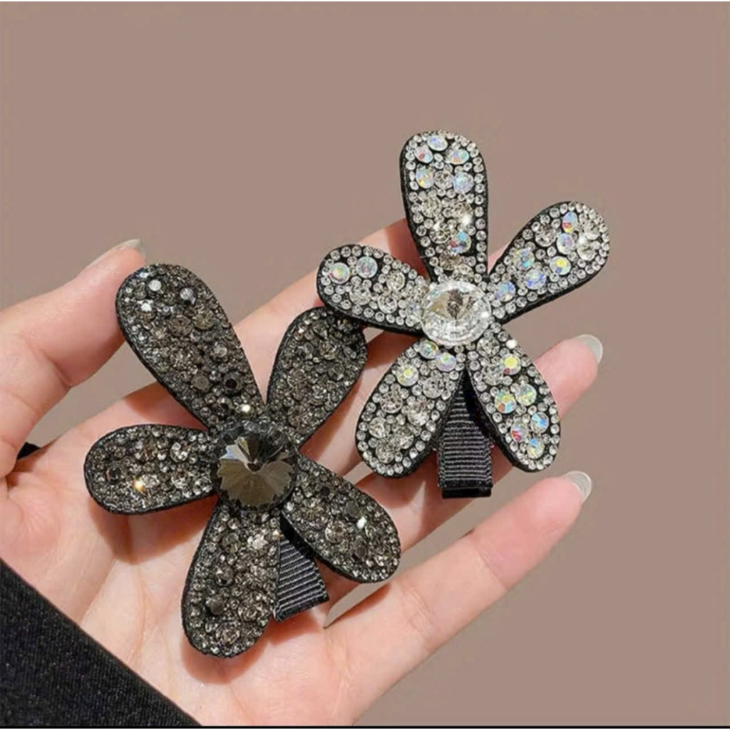 Explosion Clip Full Diamond Flower พร้อมหินแวววาว Duckbill Clip สําหรับผู้หญิง สไตล์ใหม่ 2025