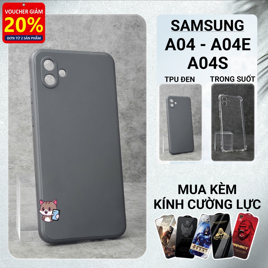 เคส Samsung A04, A04s, A04e Meocase, tpu สีดําเรียบ | เคสโทรศัพท์แบบยืดหยุ่น SS galaxy ปกป้องกล้องโท