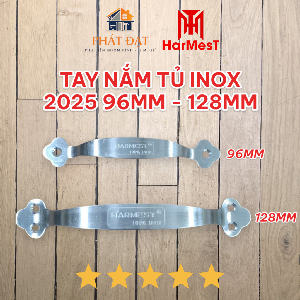 [COMBO 2 ชิ้น] สแตนเลสดอกไม้ CABINET HANDLES 2025 96MM - 128MM HARMEST, WOODEN CABINET HANDLES,...