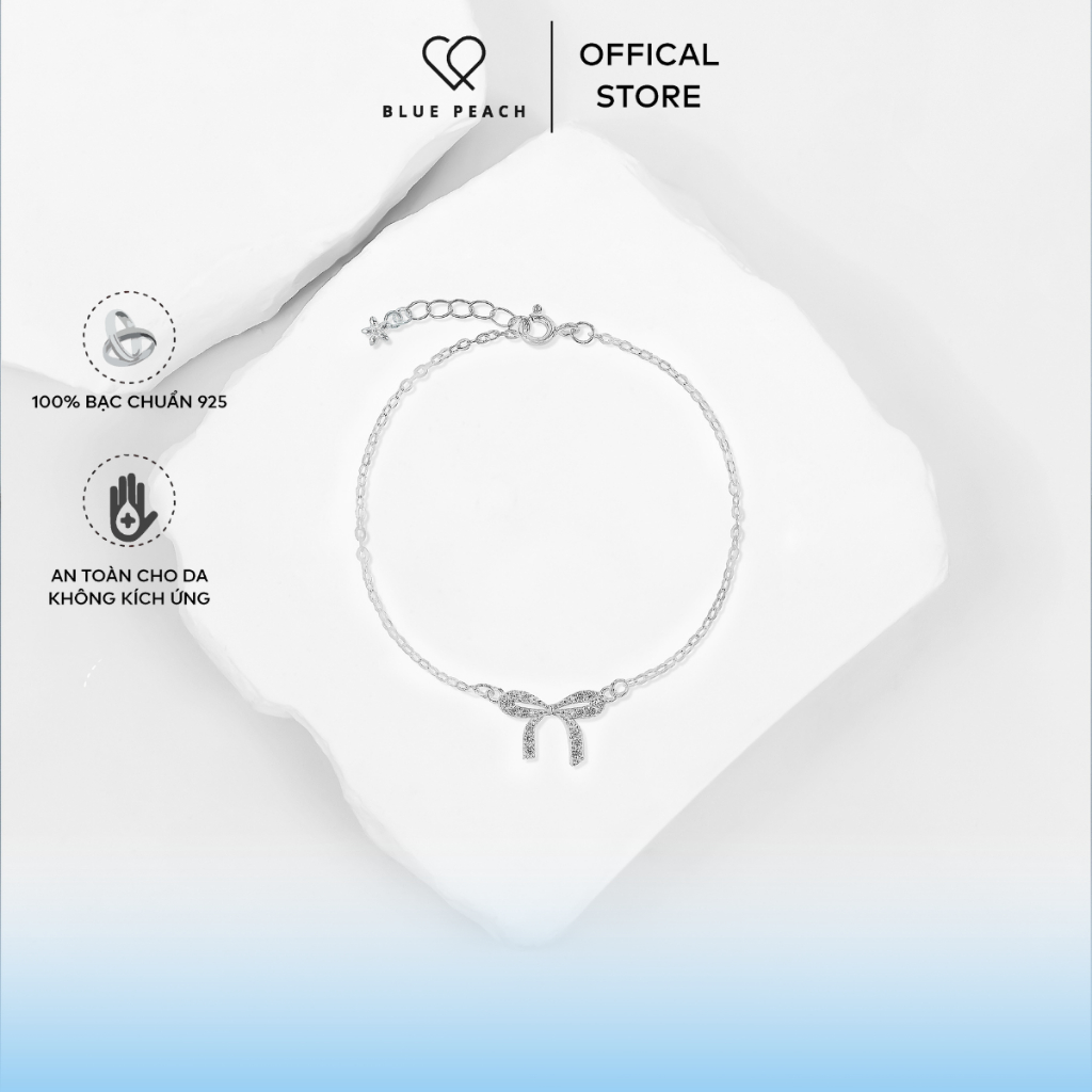 สร้อยข้อมือเงิน 925 Blue Peach LT Stone Bow VN LT999