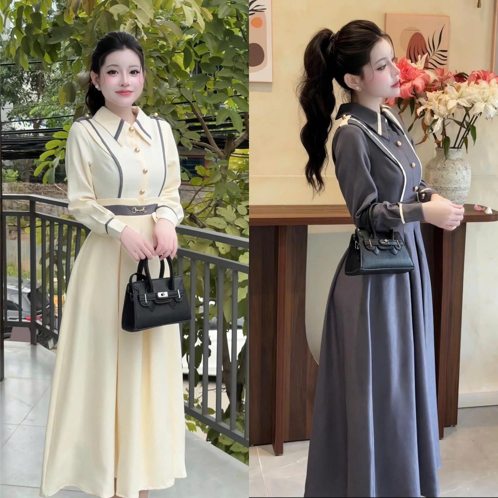 G69 เดรสไขว้แขนยาวบาน