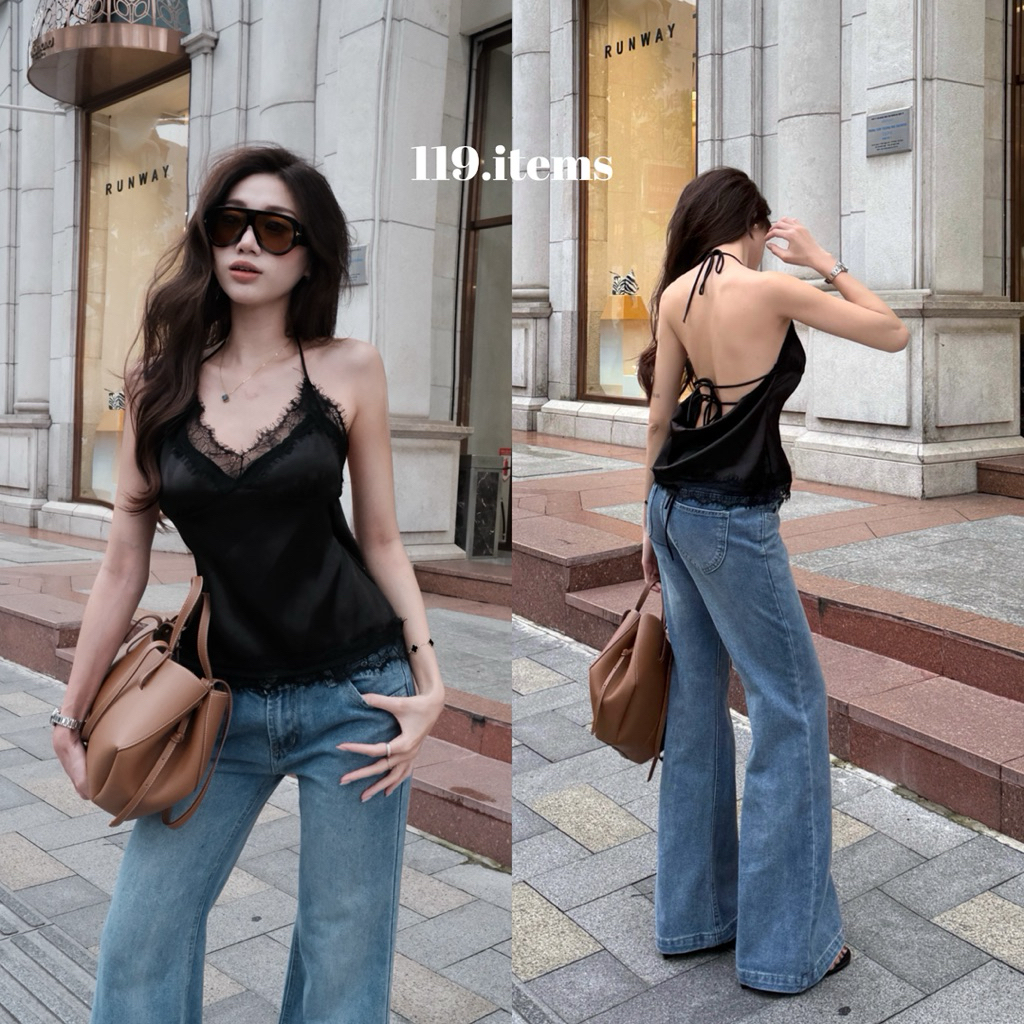 เสื้อไหมพรมคอปกลูกไม้คอปกผูกเชือกด้านหลัง119.รายการ