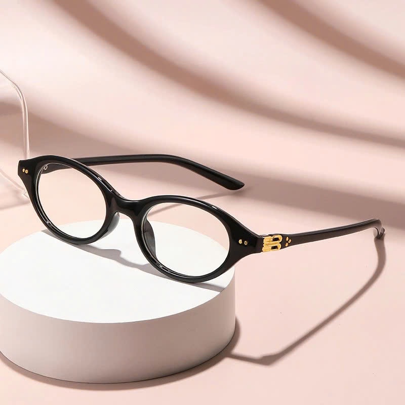 Hottrend แฟชั่นพื้นฐานปลอมแว่นตาตาแมวรูปไข่กรอบพลาสติกคุณภาพสูงพร้อมป้องกันรังสี UV EMJI 589