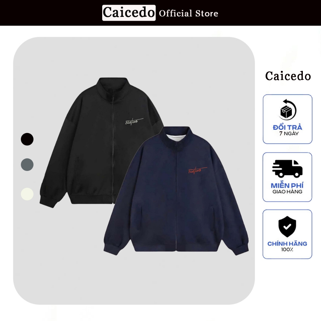 Caicedo เสื้อแจ็คเก็ตซิปสําหรับบุรุษและสตรี Unisex AKZ ผ้าสักหลาด 2 ผิวหนา