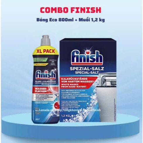 Combo Finish polish ขวด 800 ม. + เกลือล้างจาน ฟินิช กล่อง 1.2กก.