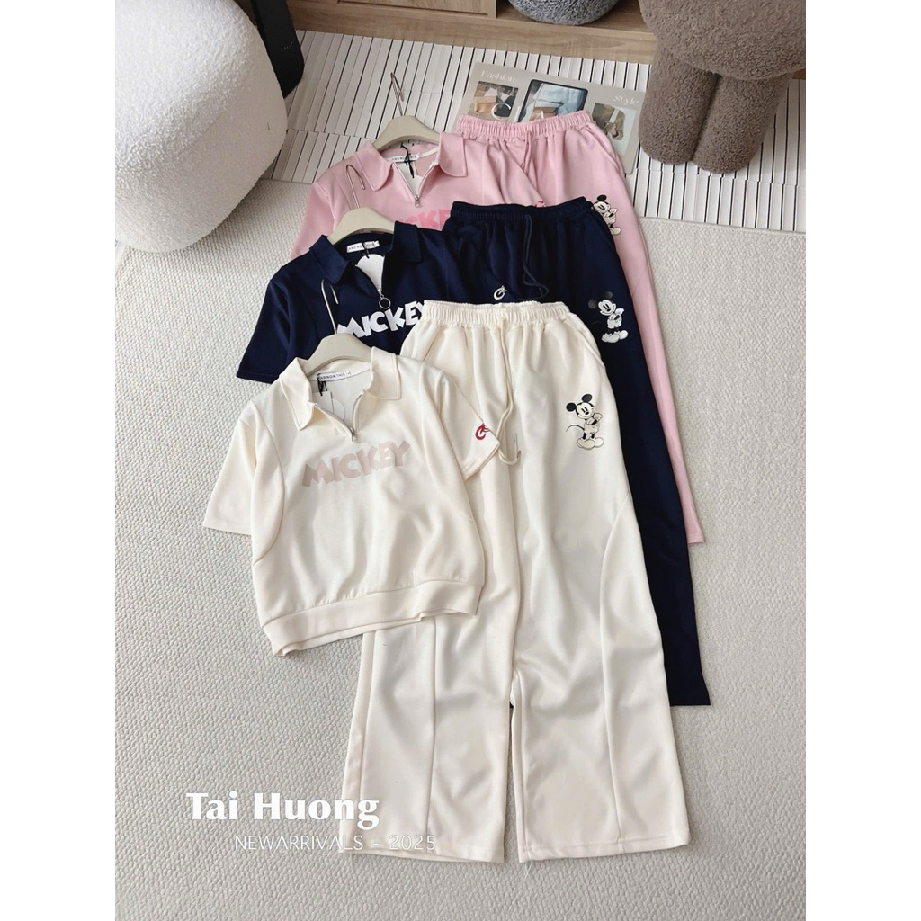 ชุดกีฬามิกกี้คอปกซิป umi นุ่ม L1 - NhiNhi Shop