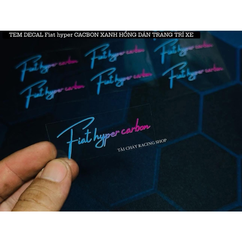[ 1 STAMP ] Fiat hyper carbon BLUE PINK DECAL STICKER สําหรับตกแต่งรถยนต์