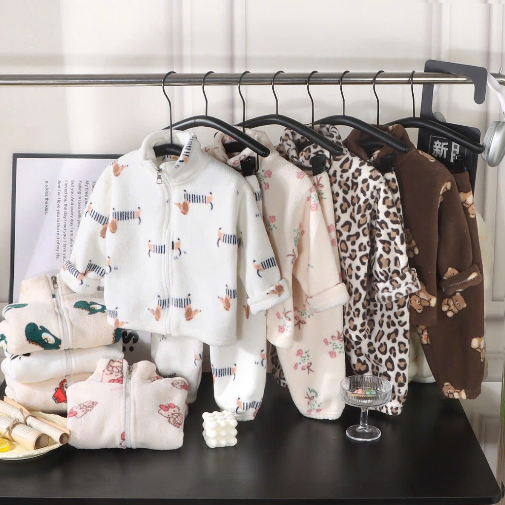 (QCC-Available) ชุดขนแกะซิปคอปกสูงอุ่นสําหรับทารก 10-40กก