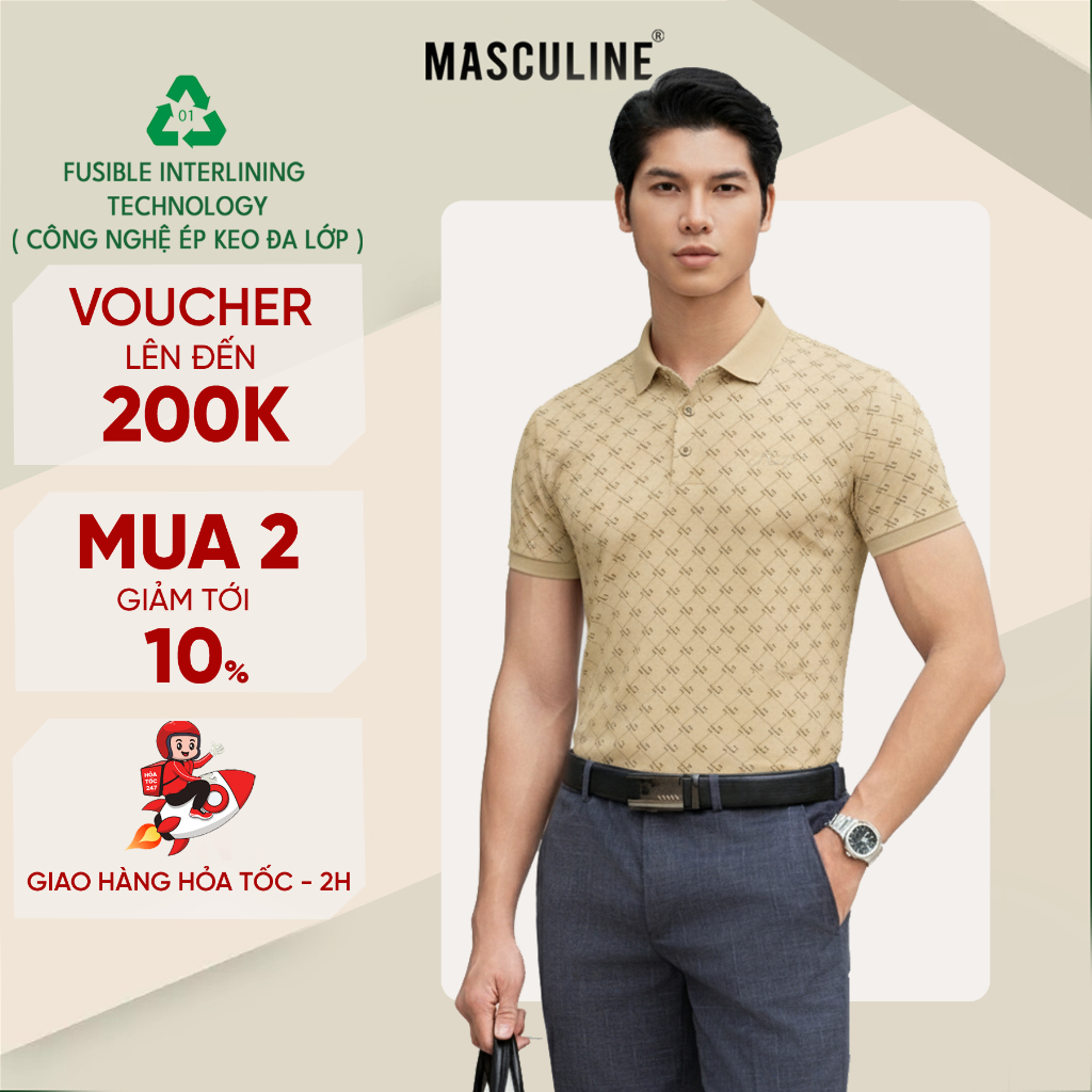 MASCUELINE เสื้อยืดโปโลคอปกเปิดชาย Basic ทรงเข้ารูป ผ้าคอตตอนคุณภาพสูง แบบมาตรฐาน – MPC24.2