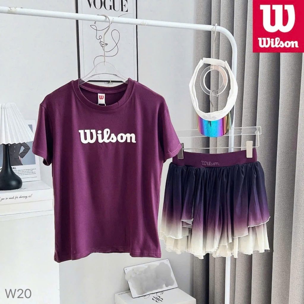 [Pickleball] ชุดกีฬาผู้หญิงแขนกุดสีม่วง ชุดกระโปรงบาน WIL.SON ชุดเทนนิสกอล์ฟ Pickleball ….วีเอ็น