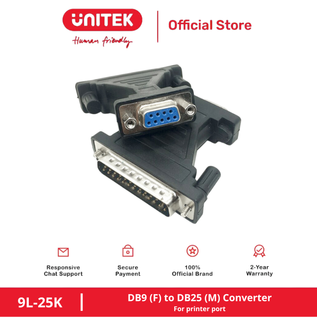 9L (DB9)(F) RS232 / Com Converter เป็น Com Port (DB25)(M) UNITEK