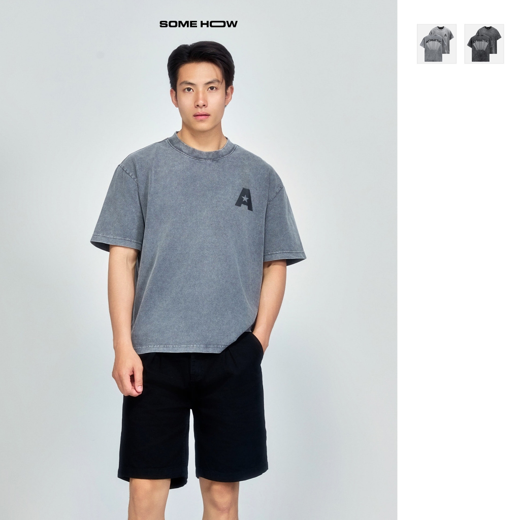 เสื้อยืดผู้ชาย Boxy Athletic Shadow ผ้าคอตตอนใส่สบาย AT0297 SOME HOW STORE