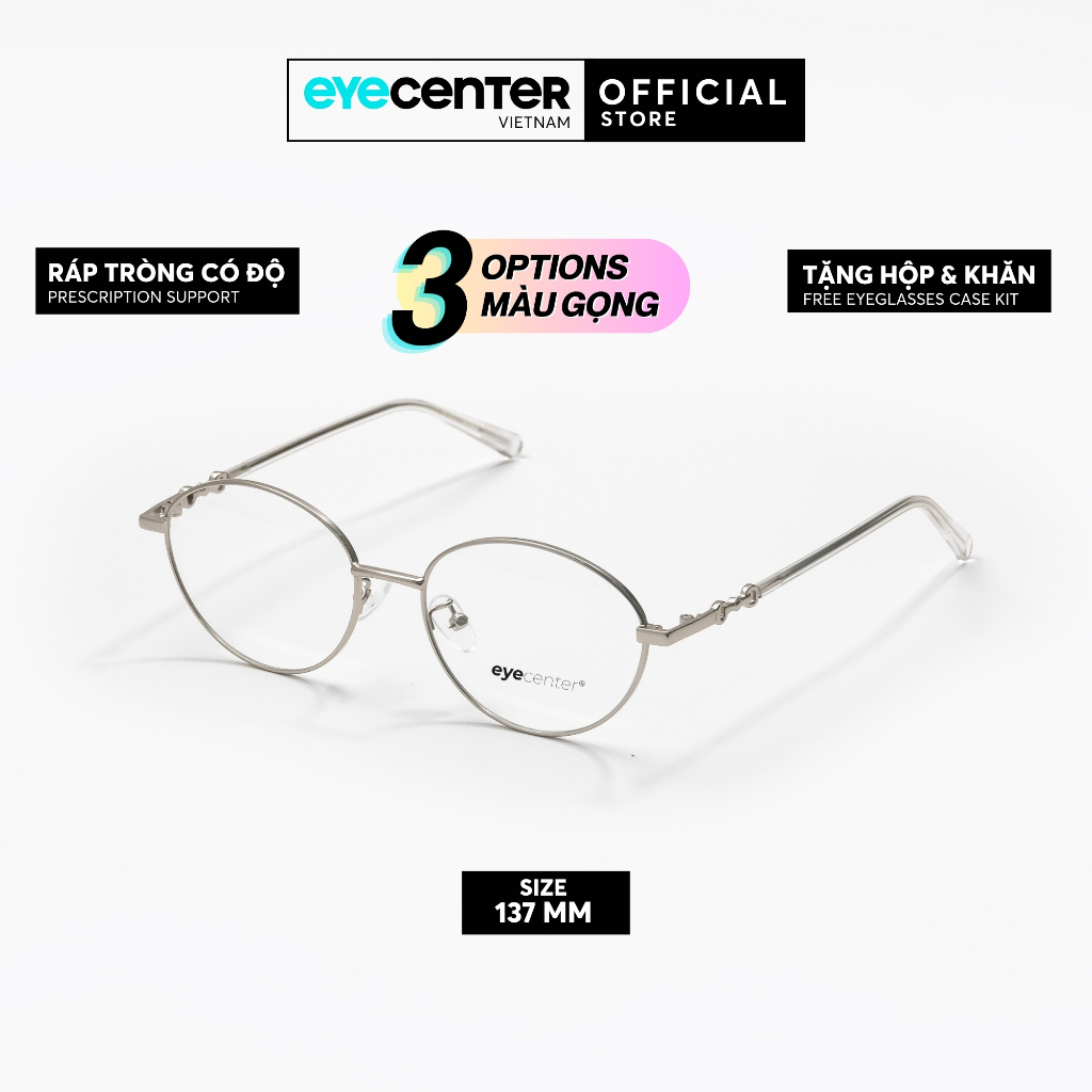 กรอบแว่นตาของแท้สําหรับผู้ชายและผู้หญิง EYECENTER B223S นําเข้าพลาสติกและโลหะโดย Eye Center Vietnam
