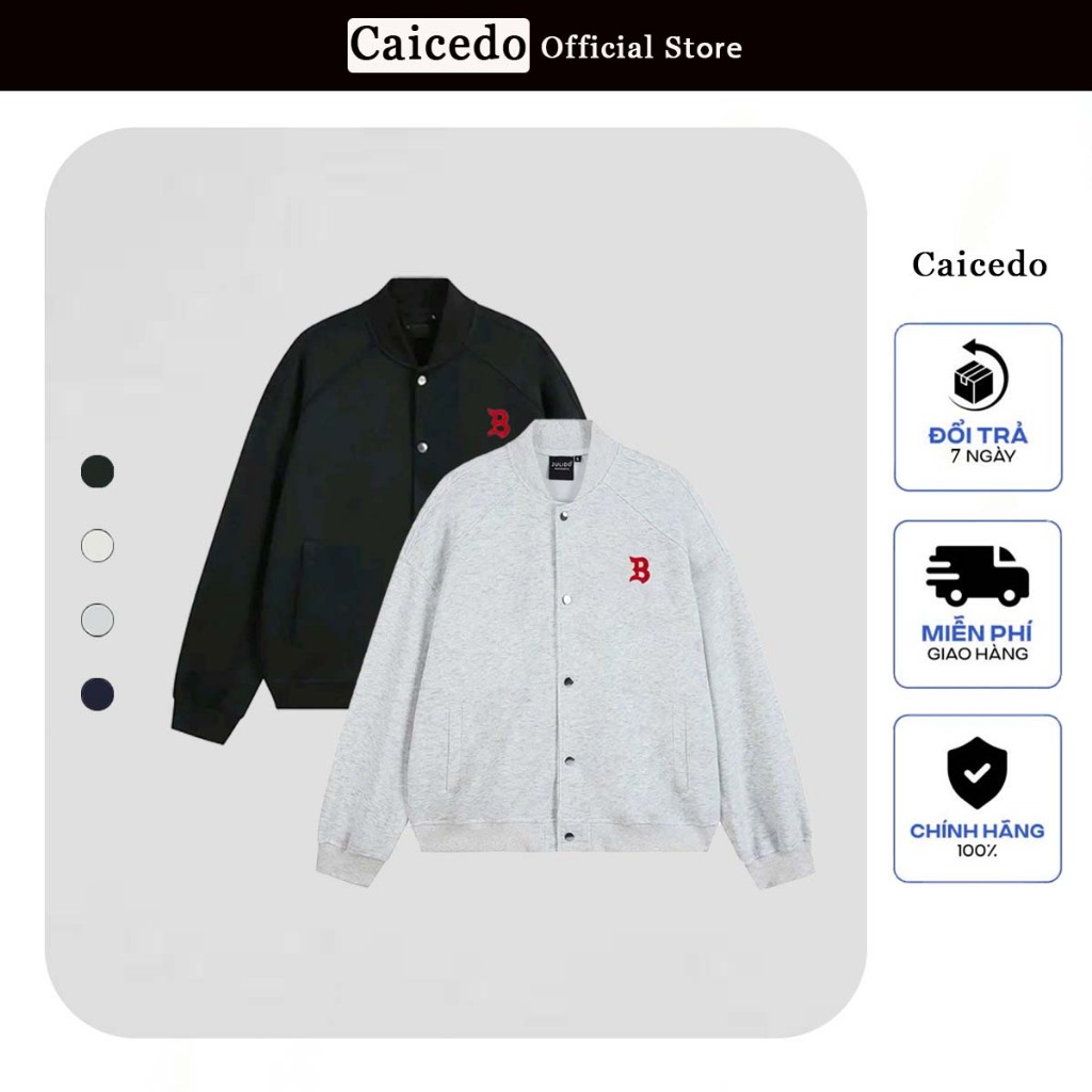 Caicedo Bomber Jacket สําหรับผู้ชายและผู้หญิง Unisex หลวม 2 ผิว Felt ผ้าปักโลโก้ BOMBER02