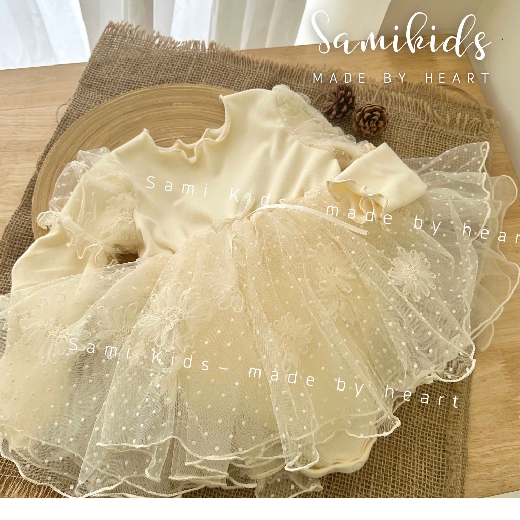 ชุดบัลเล่ต์แขนยาวและคอปกจับจีบสําหรับเด็กผู้หญิง 5-13กก. WS185N SACHIMI SHOP