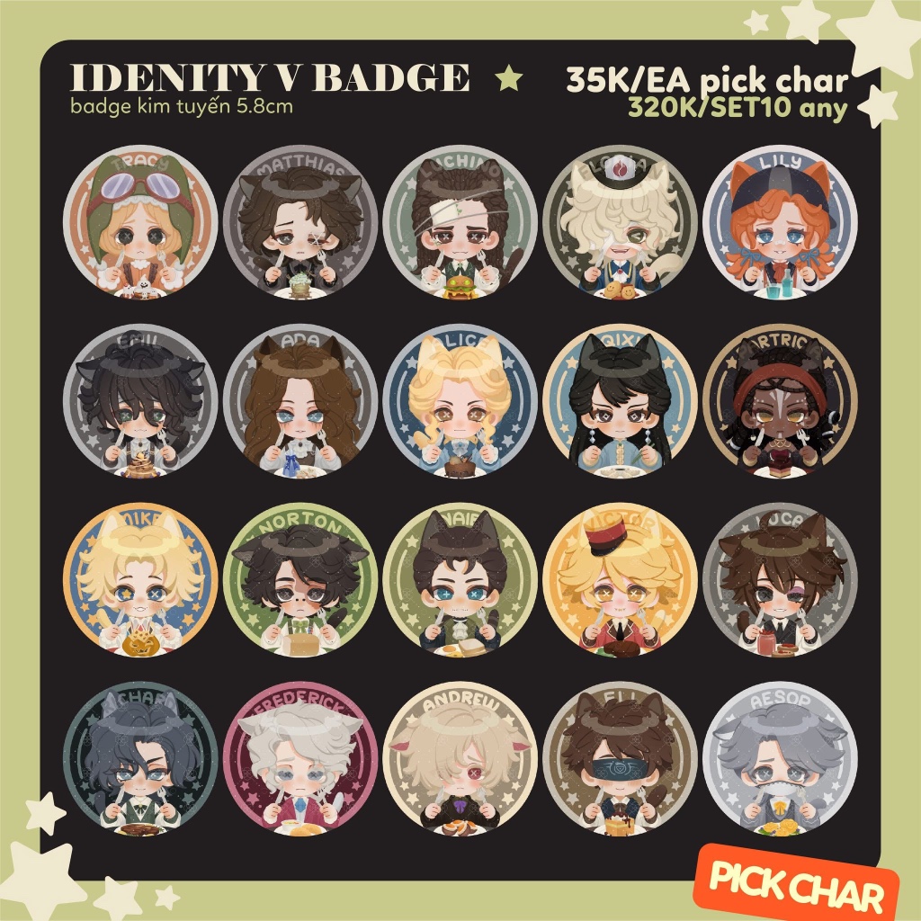 IDENTITY V- Badge pin Badge 5.8cm cartoon cute glitter lamination