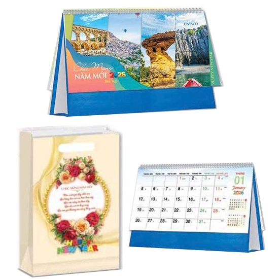 XO ปฏิทินตั้งโต๊ะรูปตัว A สปริง 13 แผ่น - UNESCO (HT59)