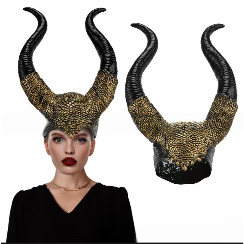 (Ho Chi Minh City) หมวก Maleficent พรีเมี่ยมผสม 2 สี ดําเหลือง คอสเพลย์ฮาโลวีนสวยงามสุดๆสําหรับผู้ให