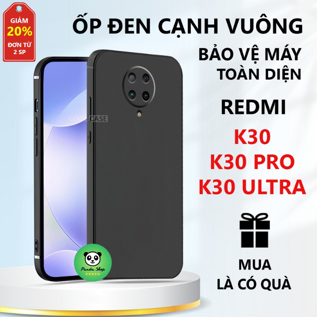 Redmi K30 /K30 PRO/ K30I/ K30 ULTRA เคส TPU สีดํา ขอบสี่เหลี่ยม การป้องกันอุปกรณ์ที่ครอบคลุม - Panda