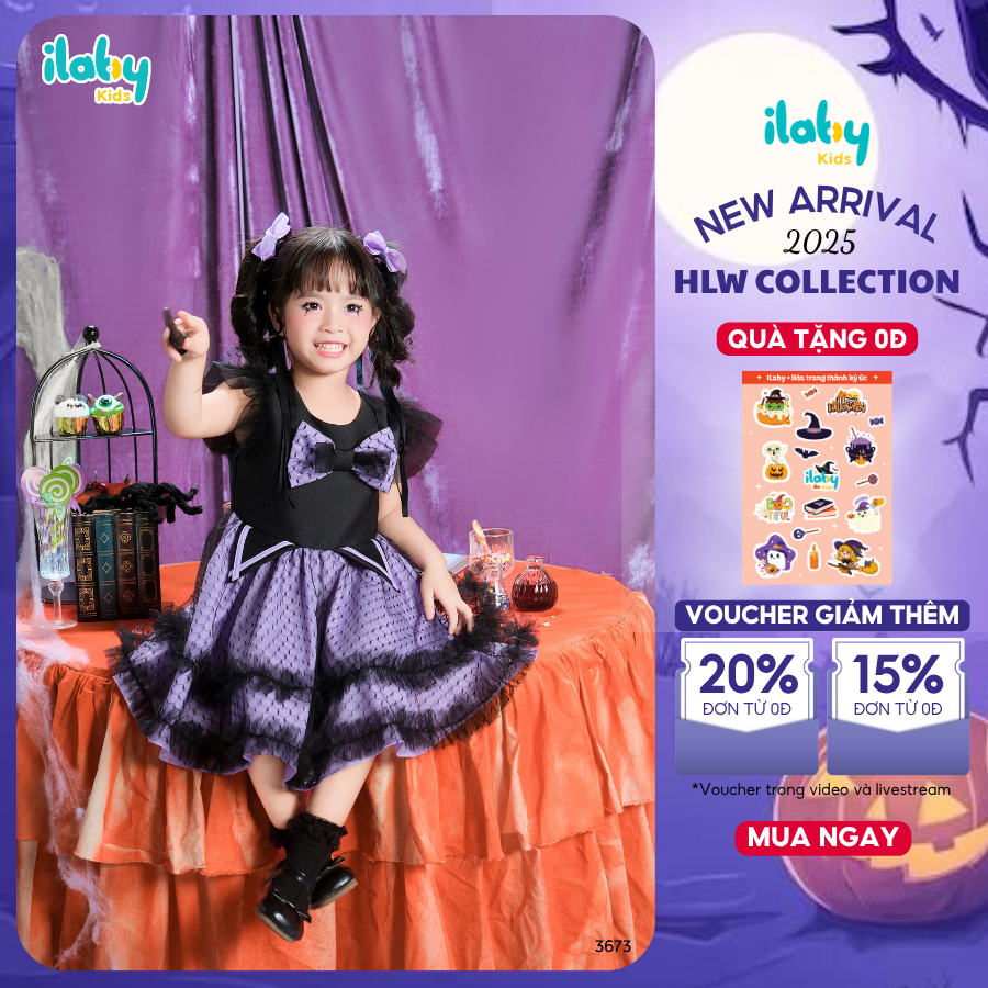 อิลบี้ ชุดเดรสฮาโลวีนสําหรับเด็กผู้หญิงชุดเดรสเครื่องแต่งกายสําหรับเด็กผู้หญิงดีไซน์พองเบาๆและโบว์ชี