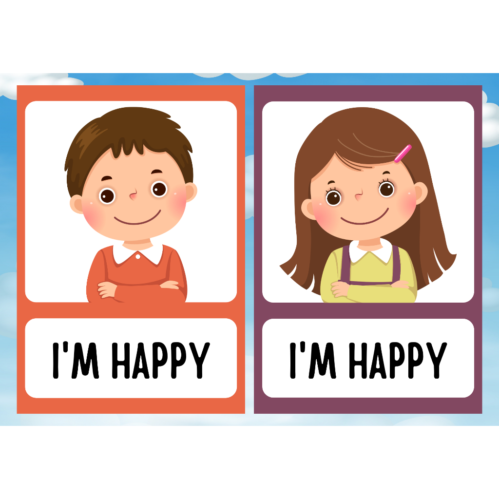 ชุดวัสดุการเรียนรู้ A4 EMOTIONAL 10 ชิ้น เคลือบ 1 ด้าน - Flashcard Feeling - วัสดุการเรียนรู้สําหรับ