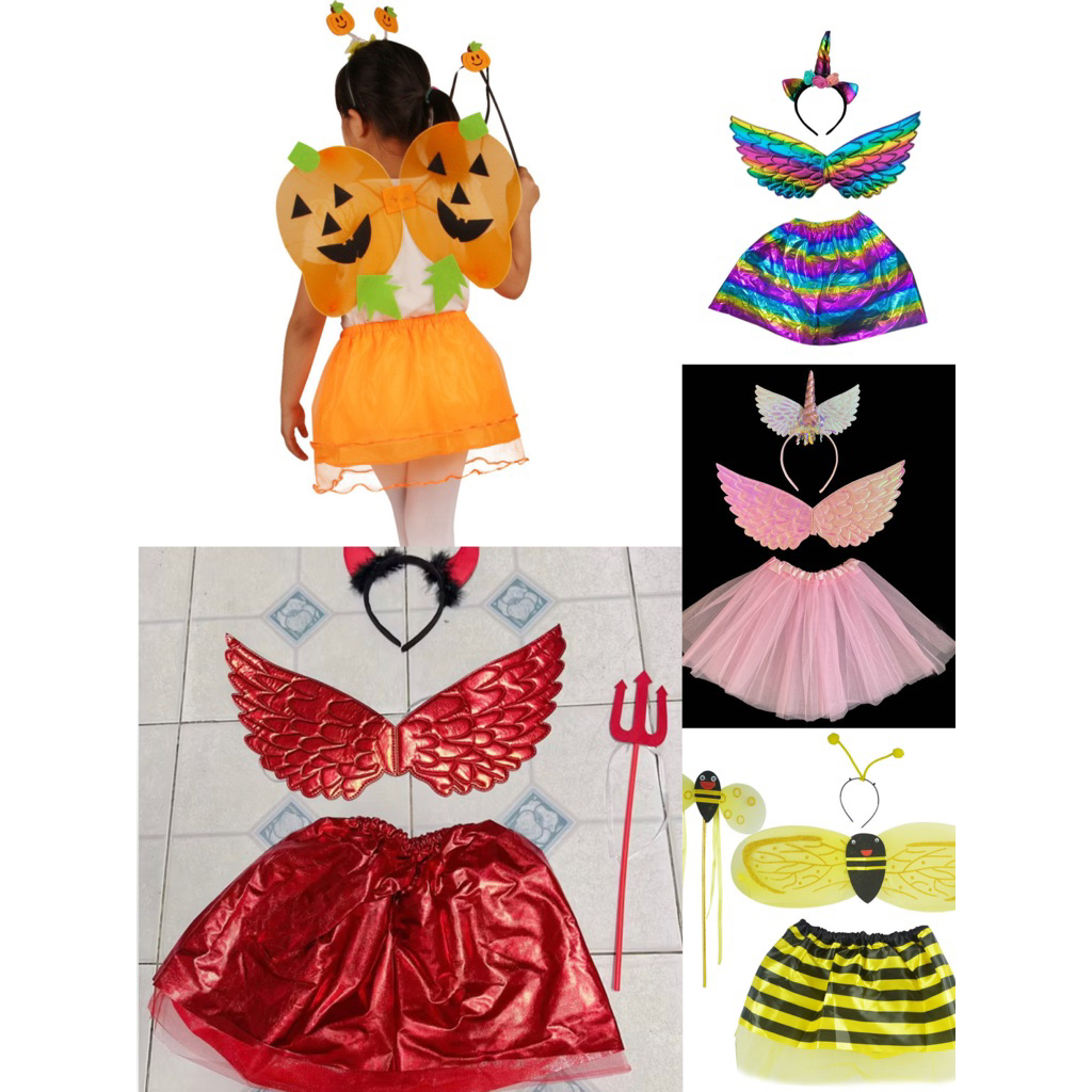 HALLOWEEN COSTUME DRESS - WINGS - HEADBAND