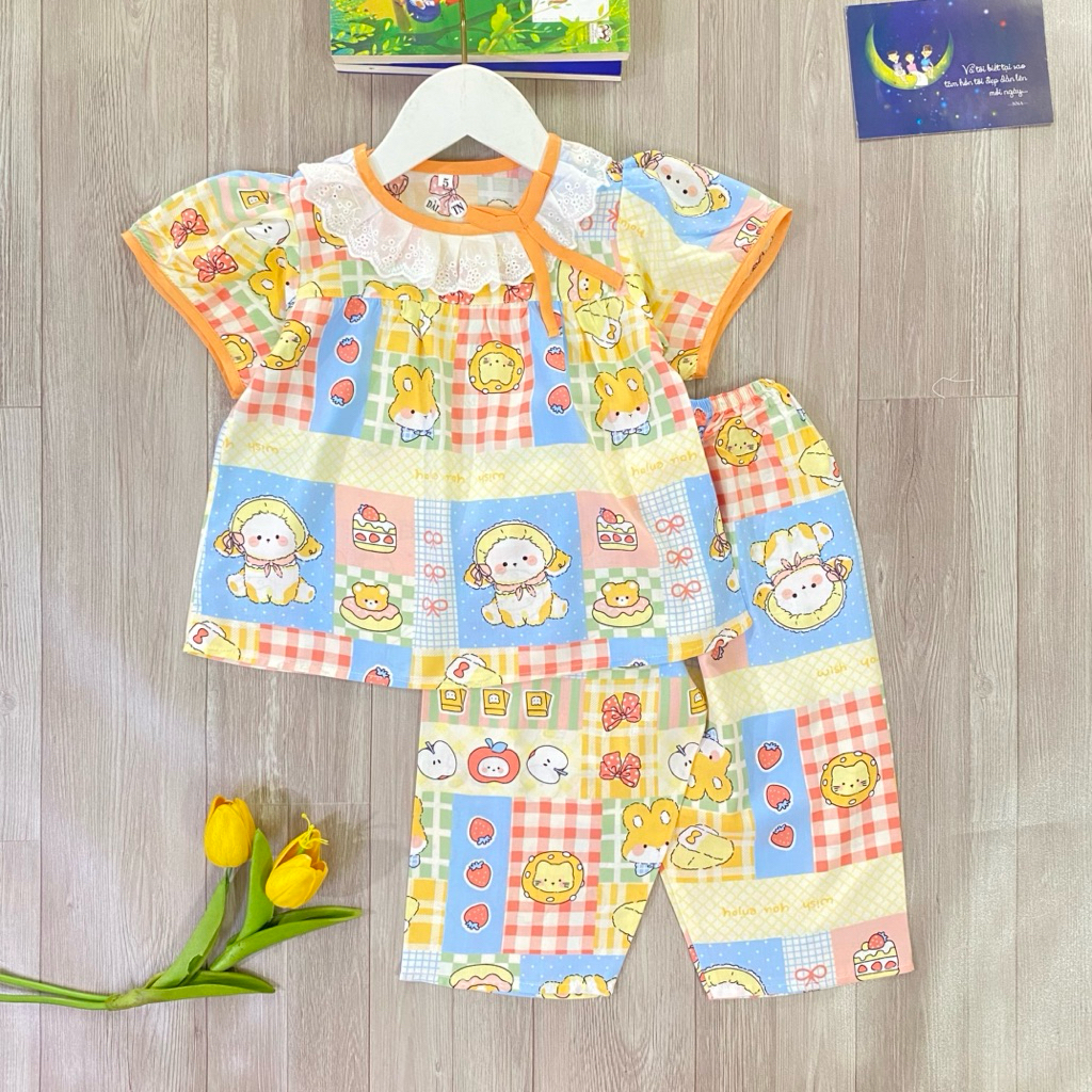 9-36kg GIRLS เซตผ้าลินินแขนสั้นและกางเกงขายาว