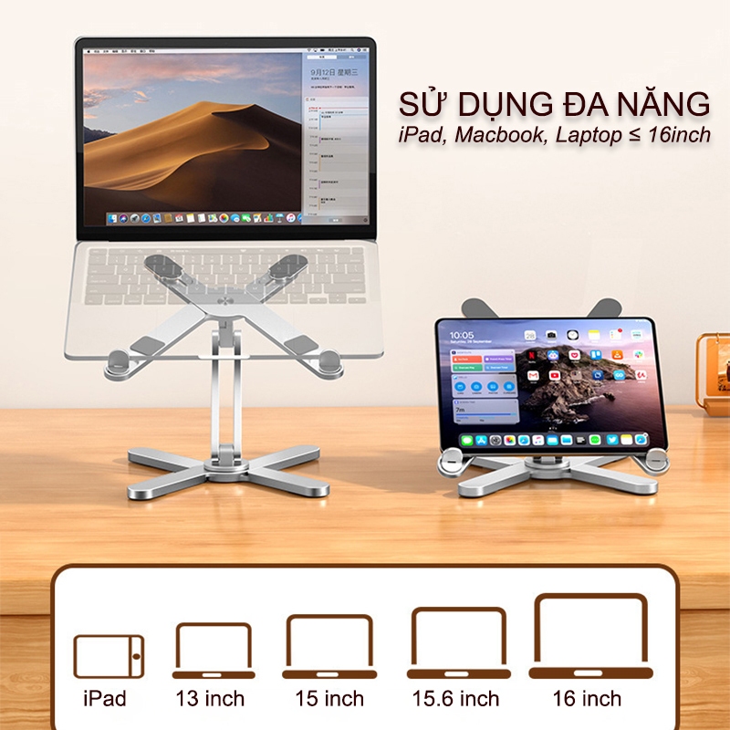 Macbook iPad N86 ขาตั้งแล็ปท็อปเพิ่มขึ้นและยืดหยุ่น