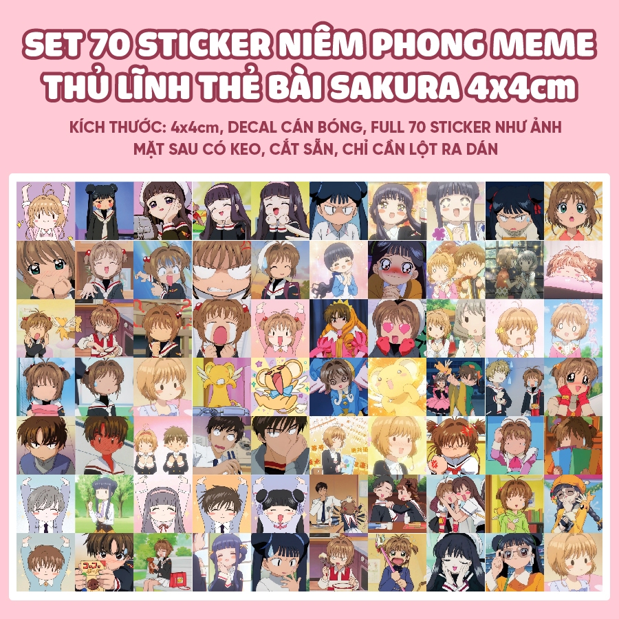 SET 70 MEME CARD LEADER SAKURA STICKERS • สติ๊กเกอร์ SAKURA MEME 4x4ซม. ตัดสําเร็จ