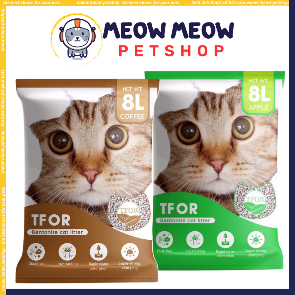 TFOR CLAY ทรายแมว 8L BAG. TFOR Bentonite ทรายแมวดับกลิ่นและจับตัวเป็นก้อนได้ดีสําหรับแมว