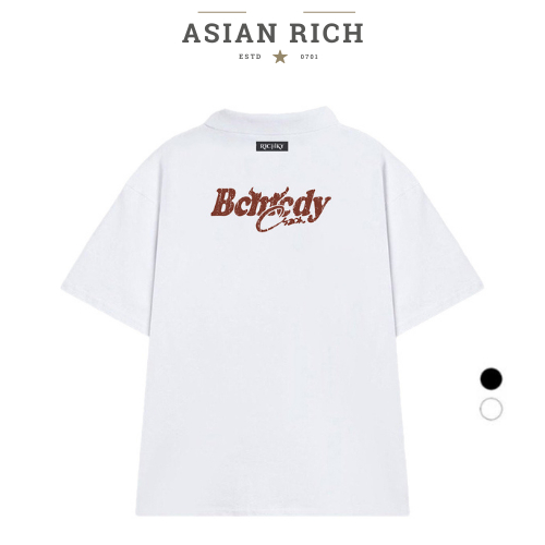 เสื้อยืดคอปก Polo Asian Rich Premium Bcmcdy Stylized Brown Letters