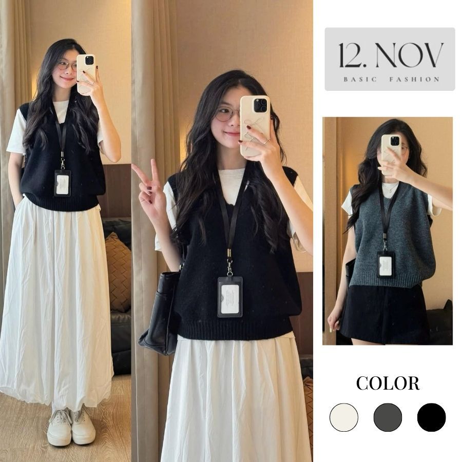 (OLDSCHOOL PHOTO) เสื้อกั๊กคอวีฟู 12 สําหรับผู้หญิงไม่มี 837