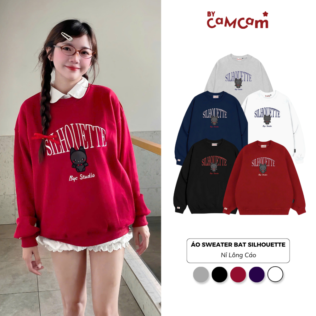 BAT SILHOUETTE เสื้อสเวตเตอร์ขนสุนัขจิ้งจอกหนาสําหรับผู้ชายและผู้หญิง Bycamcam รูปแบบหลวม ASWD024